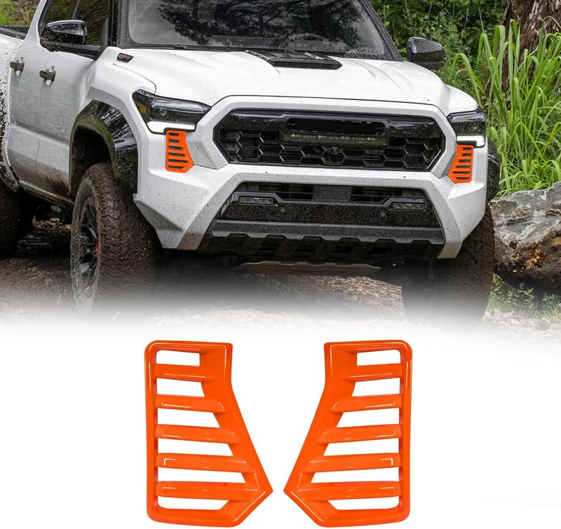 BORUIEN For Toyota Tacoma 2024 2025 2026 Exterior Accessories Front Bumper Side Fog Lamp Light Cover Headlight Trim Frame Grille Decor ABS (Orange) - Image 1